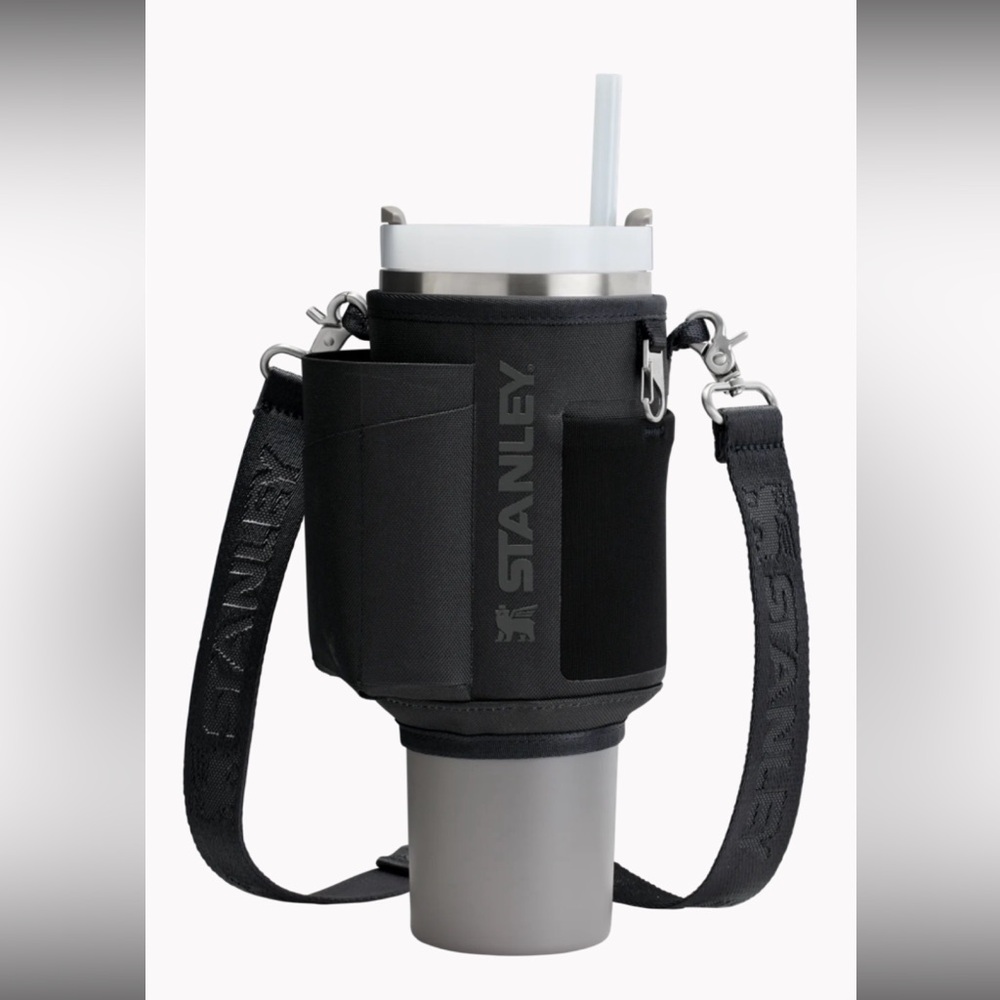 Stanley Black and Gray Travel Mug with Strap